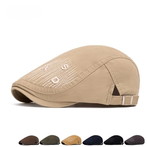 Classic cotton newsboy cap for men and women available in khaki and multiple colors