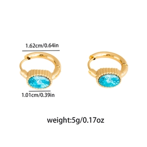 Detailed size diagram for gold star earrings with emerald zircon and blue stone charms