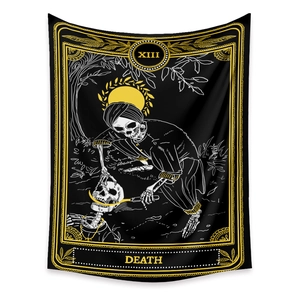 Arazzo bohémien Tarocco della Morte XIII nero e oro per decorazione della camera