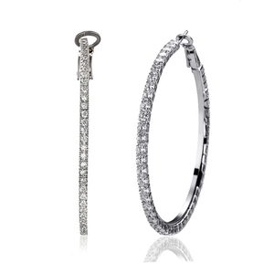 Sparkling silver AAA rhinestone hoop earrings in oversized hip-hop style for women