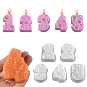 Stampo In Silicone Numeri Fragola Cifre Arabe Produzione Candele Fai Da Te Strumento Resina Decorazione Torte