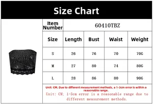 Guide des tailles du haut à paillettes pour femme avec longueur, buste et taille en CM
