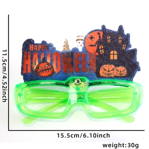 Halloween LED glasses with neon green frame and 3 light modes for festive parties