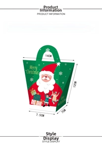 Detailed view of green Christmas candy box with dimensions 14x12x7cm for holiday gifts