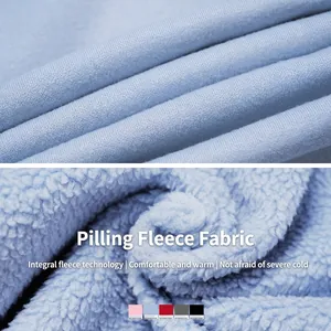 Women's warm stand collar fleece jacket showing smooth outer knit and plush inner lining