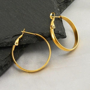 Polished minimalist gold hoop earrings for women made of stainless steel jewelry