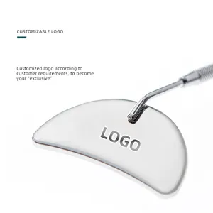 Portable stainless steel heart-shaped eyelash extension check mirror with anti-slip handle