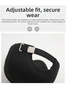 Detail of adjustable metal buckle and cotton fabric on a black baseball cap for men