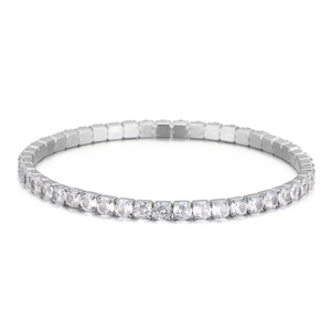 Classic 4mm tennis bracelet with round cubic zirconia stones in a silver claw setting
