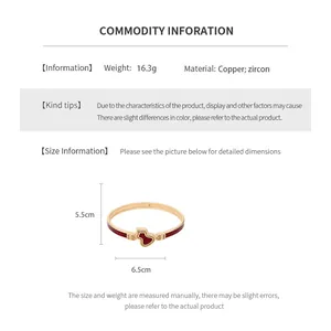 Detailed sizing chart for 18k gold plated gourd bangle with copper and zircon specs