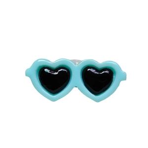 Miniature light blue heart-shaped sunglasses accessory for pets and DIY doll projects