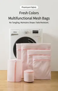 Lot de 6 filets à linge rose en maille fine pour machine à laver en plusieurs tailles