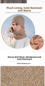 Detail of warm thermal fleece lining and tight knit texture of the winter hat set