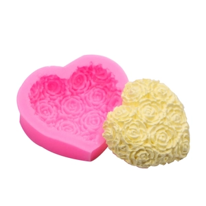 Molde de silicona corazón de rosas para decoración de pasteles de San Valentín