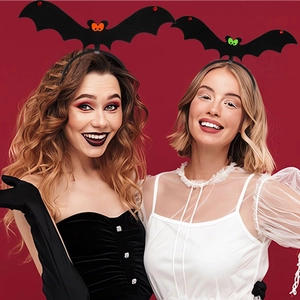 Halloween black bat headbands with red and green details for party costume decoration
