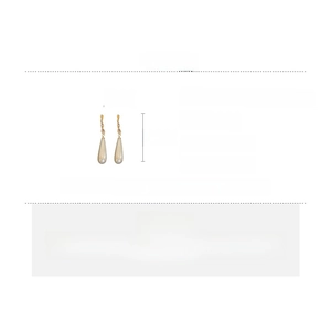 Vue détaillée des boucles d'oreilles pendantes perles en gouttes avec zircons et dorure