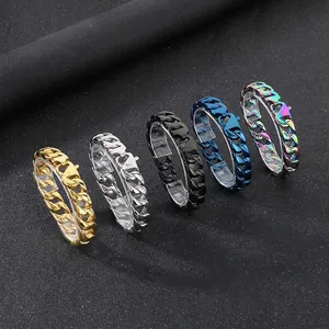 Cuban Link Chain Bracelet For Men 316L Stainless Steel Heavy Polished Brushed Hip Hop Punk Streetwear Jewelry