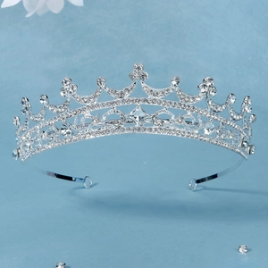 Vintage Baroque Bridal Tiara For Women Silver Plated Artificial Pearl Rhinestone Wedding Crown Hair Accessories For Party