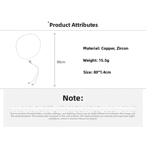 Detailed specs of rose gold zircon geometric pendant necklace with 80cm chain and tassel