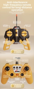 Detailed button layout of 6 and 9 channel wireless controllers for toy excavators