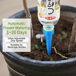 Adjustable blue automatic plant watering spike for indoor pots with flow control valve