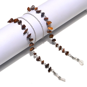 Fashion Eyeglass Chain Natural Tiger Eye Stone Metal Alloy Anti Slip Sunglasses Mask Holder Handmade Strap For Women