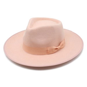 Wide Brim Fedora Hat Woolen Felt With Bow Grosgrain Ribbon Vintage Western Style Autumn Winter Warm For Women Men