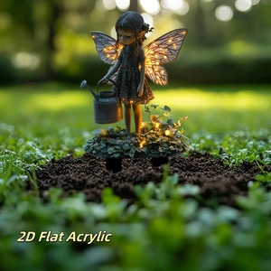Garden Stakes Decorative 2D Flat Acrylic Fairy Mushroom House Gnome Animal Figures Waterproof Outdoor Yard Patio Decor