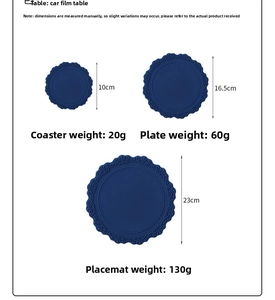 Trois sets de table rétro en silicone bleu foncé de 10 cm, 16,5 cm et 23 cm