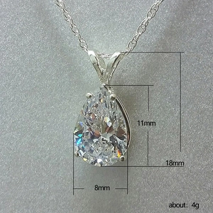 Vue détaillée du pendentif goutte en forme de poire avec dimensions 11x8mm et 4g