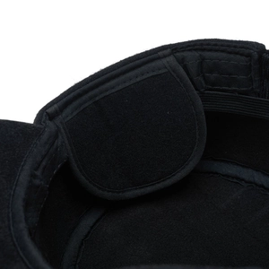Detailed macro view of the warm winter flat cap inner lining and reinforced sweatband