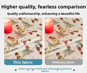 Detailed comparison of high quality snowman and Christmas tree print fabric for table decor