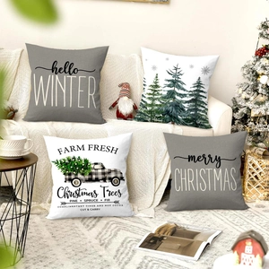 Federe Per Cuscini Natalizi Poliestere Finto Lino Inverno Festivo Albero Camion Stampa Federe Decorative Per La Casa