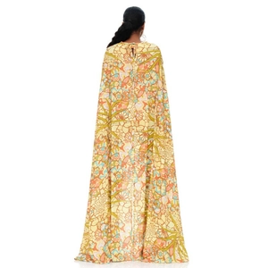 Ethnic print bohemian bikini cover-up maxi dress with tassel detail and open back style