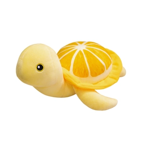 Peluche créative tortue citron avec carapace d'agrume et corps de tortue jaune moelleuse