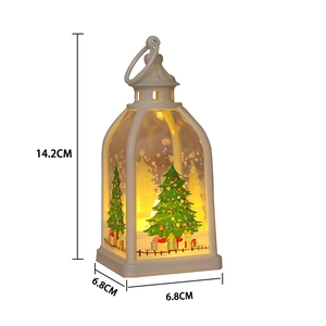 White Christmas lantern night light with LED lighting, detailed size diagram and dimensions