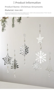 Detailed silver iron snowflake and star ornaments with beads for Christmas tree decoration