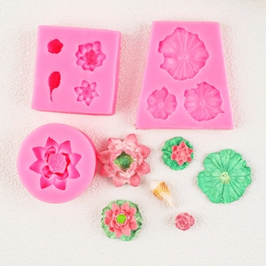 3D lotus flower and koi fish silicone mold set for chocolate and fondant cake decoration