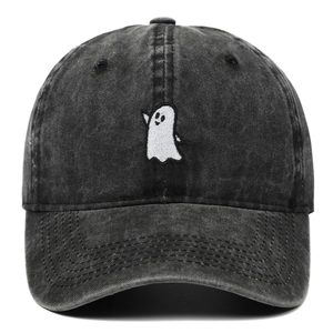 Casquette De Baseball Broderie Fantôme Coton Lavé Rétro Vintage Ajustable Protection Solaire Extérieur