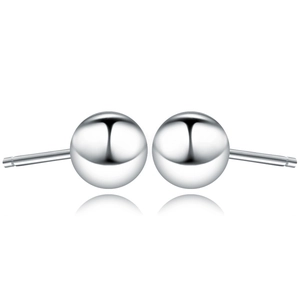 Classic S925 sterling silver bead stud earrings with polished round sphere design