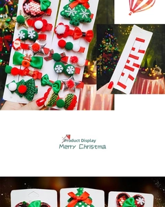Détail de diverses pinces à cheveux de Noël avec paillettes et nœuds sur carte