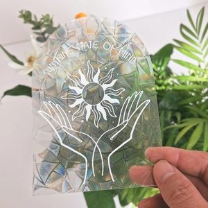 Arch suncatcher window film with hands and sun design and Sunshine State of Mind text