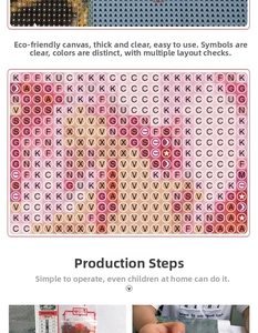 Detailed grid of DIY diamond painting canvas showing clear symbols and color code chart
