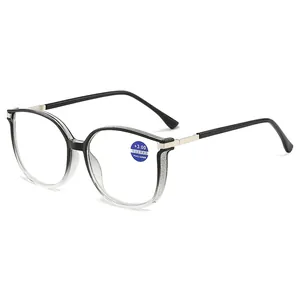 Fashionable black cat-eye anti-blue light reading glasses for women with +3.00 strength