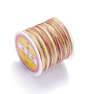 Macro shot of spool of 72# multicolored gradient nylon thread for jewelry braiding