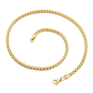 Collier en maille d'os de dragon plaqué or avec fermoir mousqueton en spirale élégante
