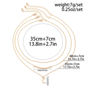 Detailed size chart for gold-layered necklace showing 35cm 40cm and 45cm lengths