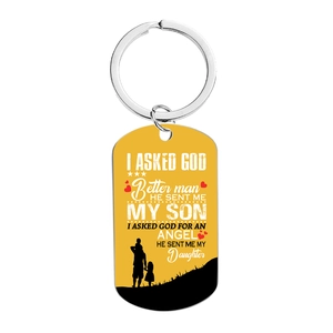 Custom engraved stainless steel keychain gift for daughter with inspirational text