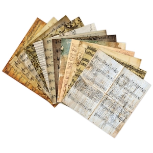6 inch vintage classical music sheet scrapbook paper set with retro parchment textures