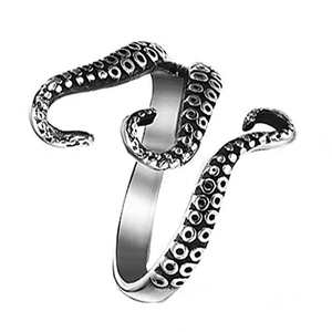 Octopus Tentacle Open Ring Retro Alloy Adjustable Vintage Punk Gothic Animal Jewelry For Men Women